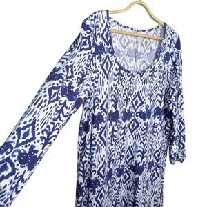 Lilly Pulitzer Blue and White Printed Long-Sleeve Dress